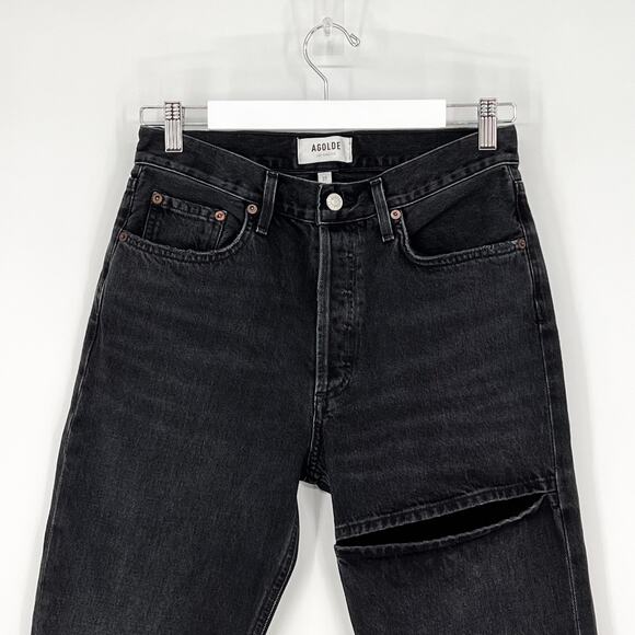 AGOLDE Lana Straight Slice Jeans Descent Black Size 27 - Picture 3 of 6